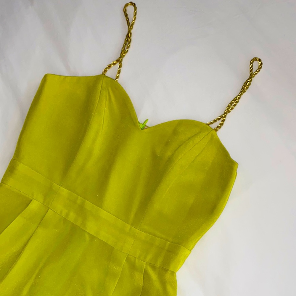 NBD Naven bright lime dress with gold straps XS/S